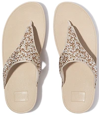 FitFlop Lulu Crystal-Mix Metallic Thong Wedge Sandals
