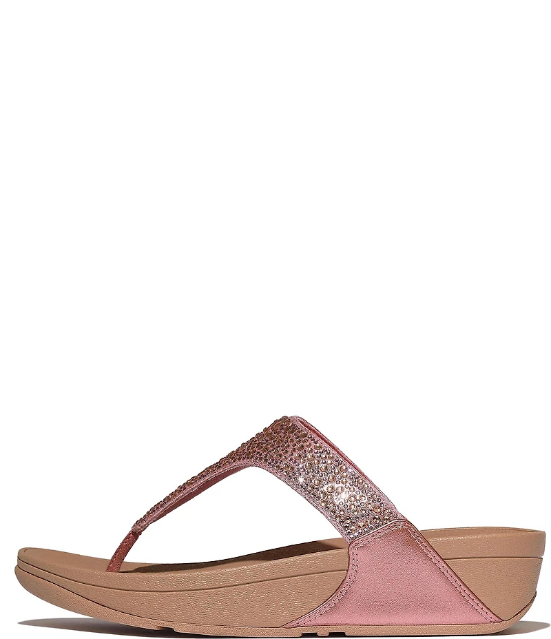 FitFlop Lulu Crystal-Mix Metallic Thong Wedge Sandals