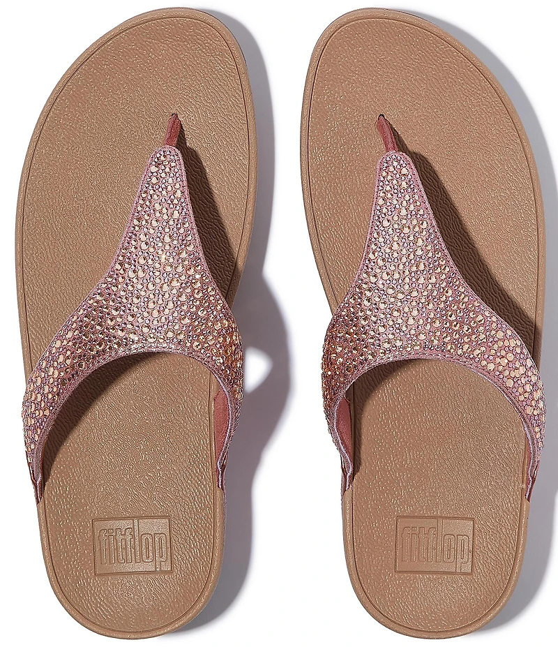 FitFlop Lulu Crystal-Mix Metallic Thong Wedge Sandals