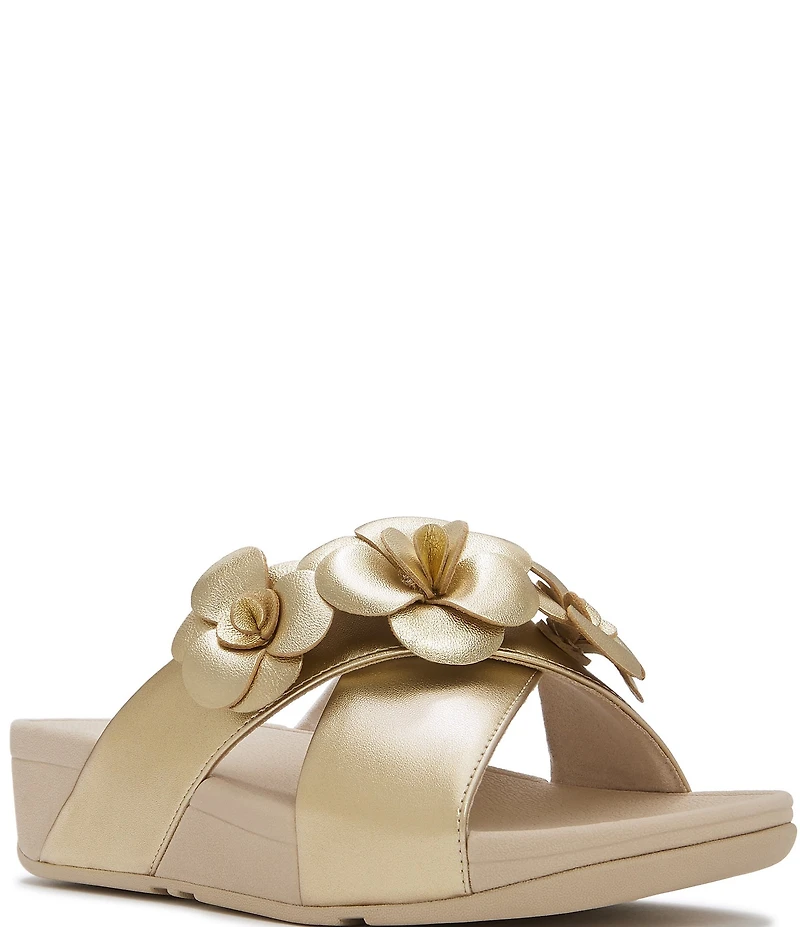 FitFlop Lulu Flower Cross Wedge Slide Sandals