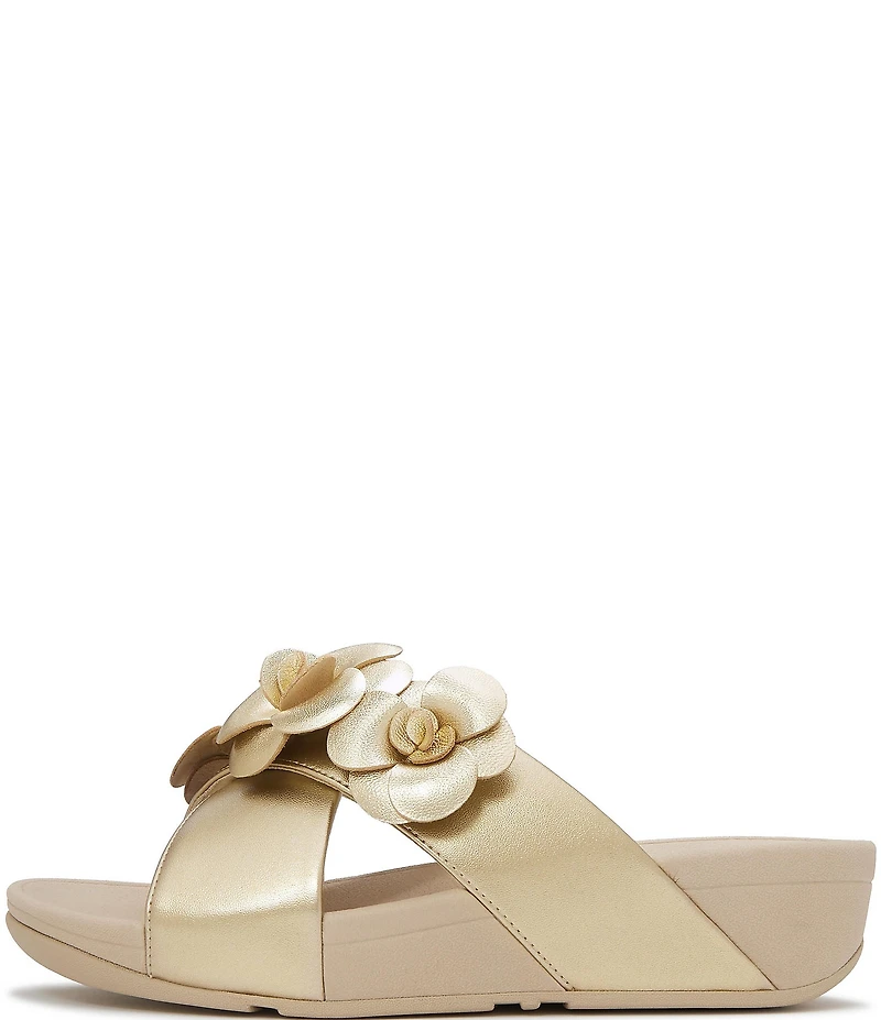 FitFlop Lulu Flower Cross Wedge Slide Sandals