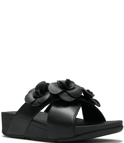 FitFlop Lulu Flower Cross Wedge Slide Sandals