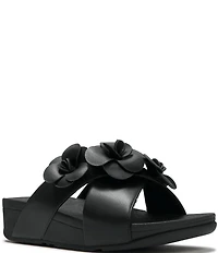 FitFlop Lulu Flower Cross Wedge Slide Sandals