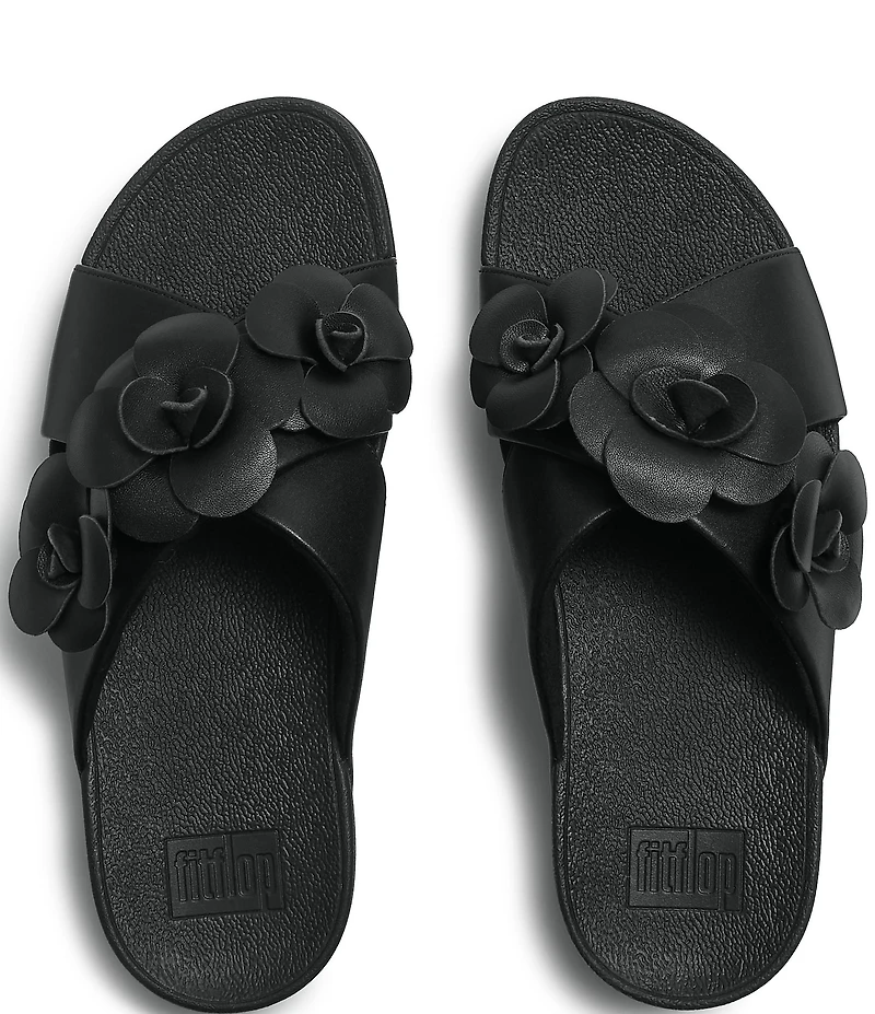 FitFlop Lulu Flower Cross Wedge Slide Sandals