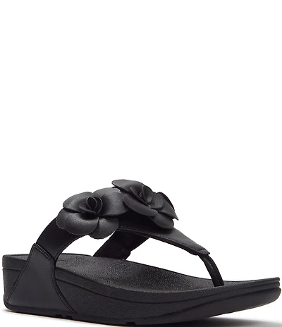 FitFlop Lulu Flower Toe-Post Wedge Slide Sandals