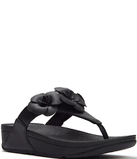FitFlop Lulu Flower Toe-Post Wedge Slide Sandals