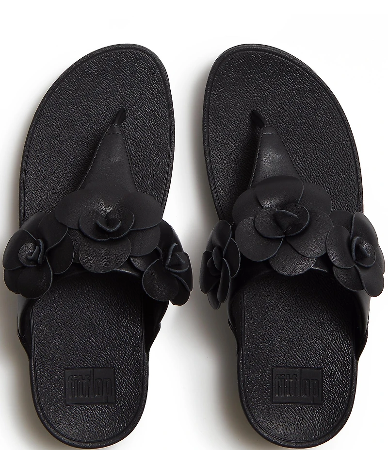 FitFlop Lulu Flower Toe-Post Wedge Slide Sandals