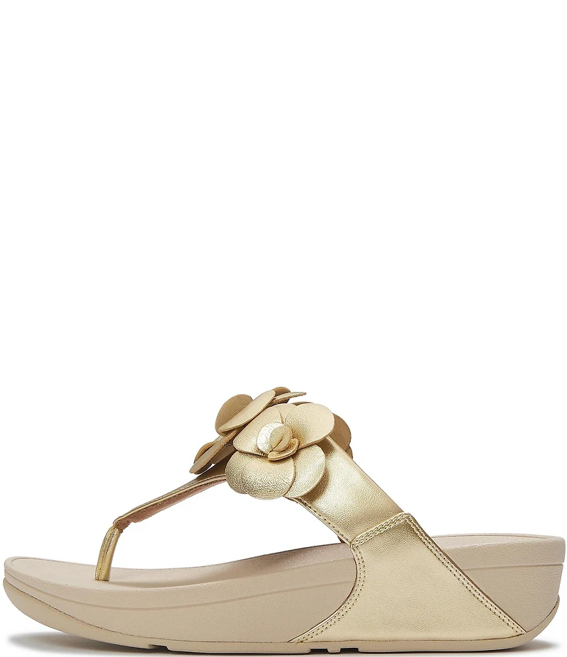 FitFlop Lulu Flower Toe-Post Wedge Slide Sandals
