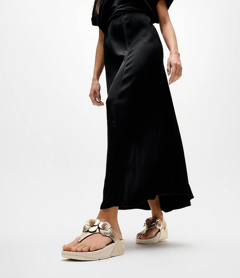 FitFlop Lulu Flower Toe-Post Wedge Slide Sandals