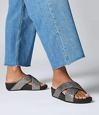 FitFlop Lulu Glitterball Cross Wedge Slides