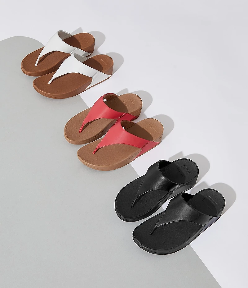 FitFlop Lulu Leather Platform Thong Wedge Sandals