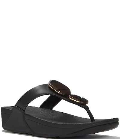 FitFlop Lulu Marbled-Stone Thong Wedge Sandals