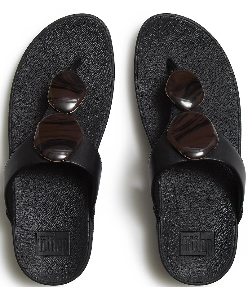 FitFlop Lulu Marbled-Stone Thong Wedge Sandals