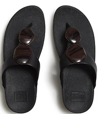 FitFlop Lulu Marbled-Stone Thong Wedge Sandals