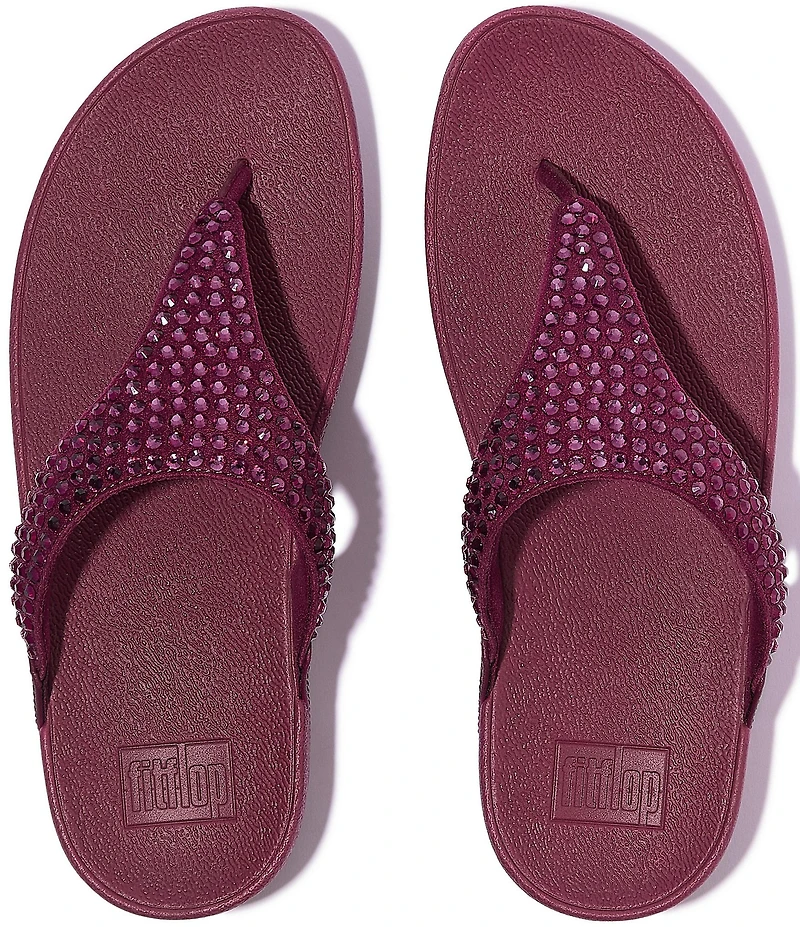 FitFlop Lulu Maxi-Crystal Embellished T-Strap Flip Flop Sandals