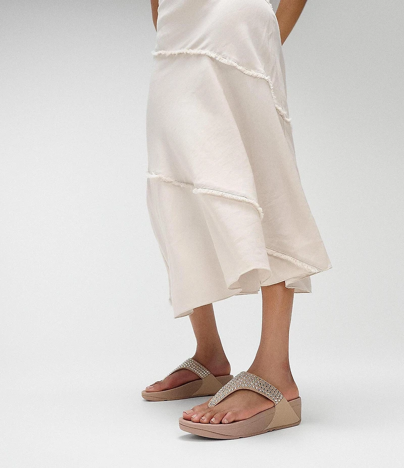 FitFlop Lulu Maxi-Crystal Embellished T-Strap Flip Flop Sandals