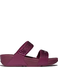 FitFlop Lulu Maxi-Crystal Embellished Two-Bar Banded Wedge Slide Sandals