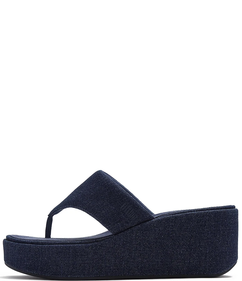 FitFlop Platfforms Denim Wedge Toe-Post Sandals