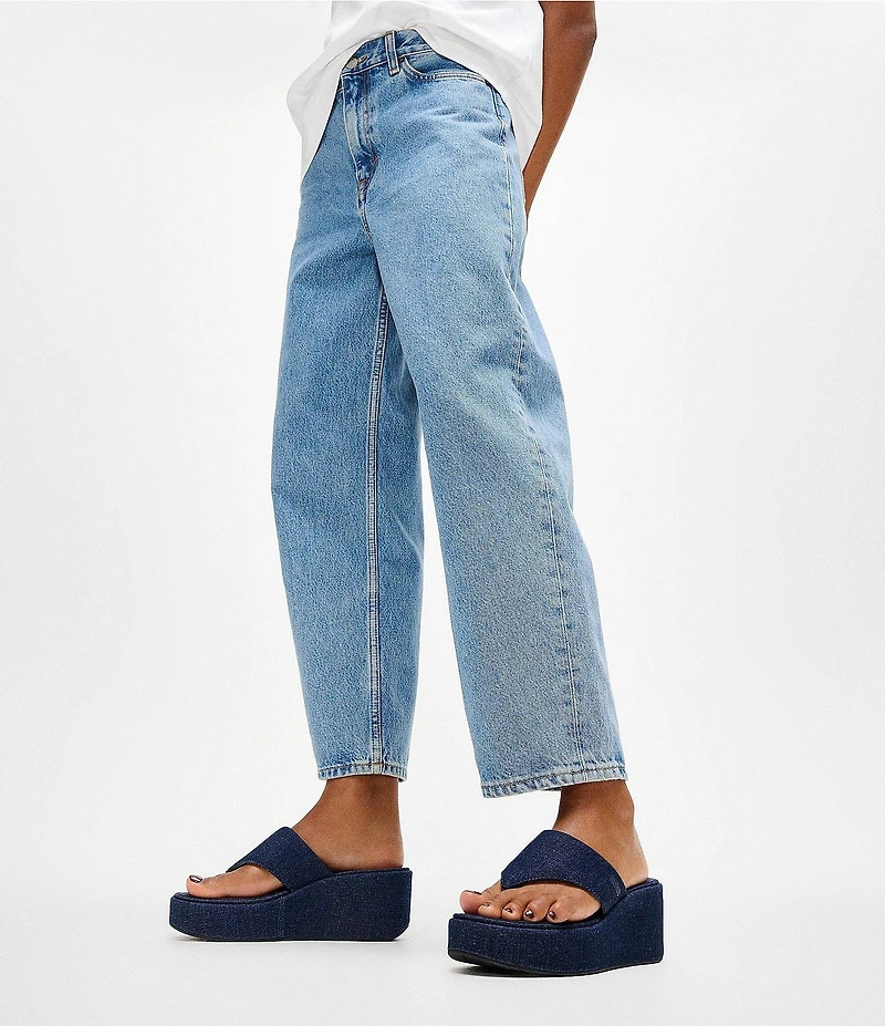 FitFlop Platfforms Denim Wedge Toe-Post Sandals