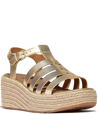 FitFlop Platfforms Espadrille Leather Fisherman Wedge Sandals