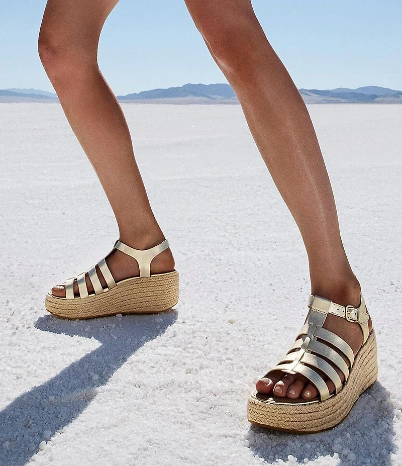 FitFlop Platfforms Espadrille Leather Fisherman Wedge Sandals