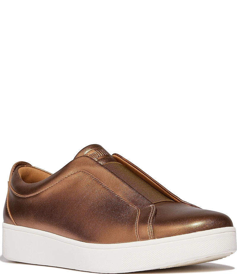 FitFlop Rally Elastic Metallic Leather Slip-On Sneakers