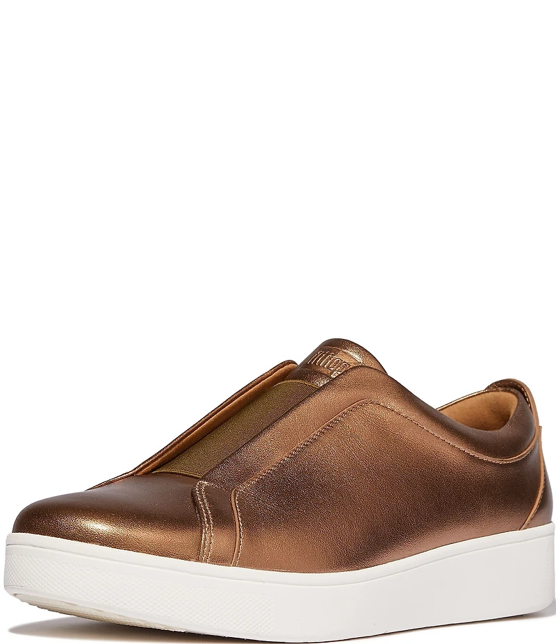 FitFlop Rally Elastic Metallic Leather Slip-On Sneakers
