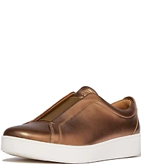 FitFlop Rally Elastic Metallic Leather Slip-On Sneakers