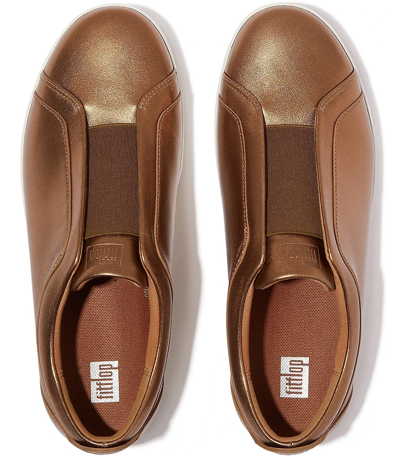 FitFlop Rally Elastic Metallic Leather Slip-On Sneakers