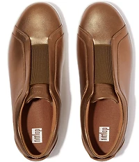 FitFlop Rally Elastic Metallic Leather Slip-On Sneakers