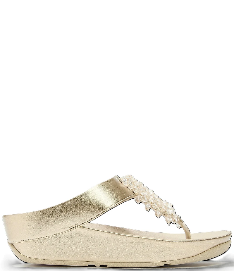 FitFlop Rumba Metallic Beaded Ornament Thong Wedge Sandals