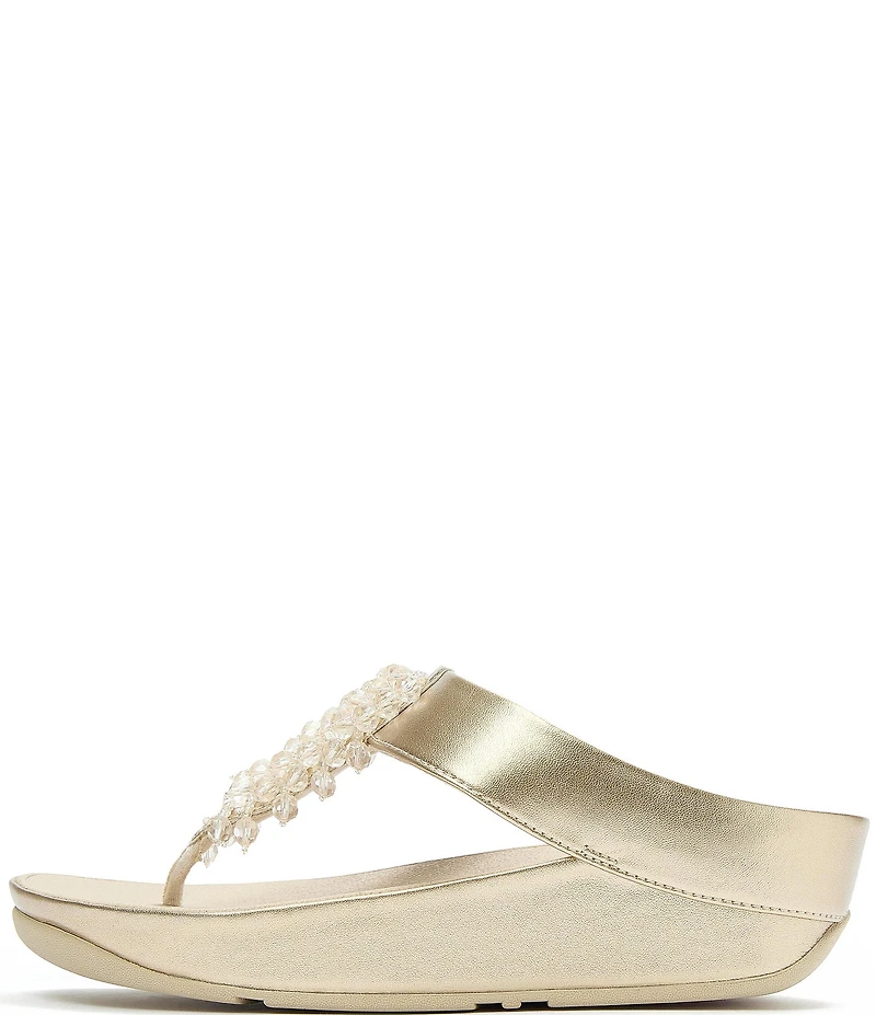 FitFlop Rumba Metallic Beaded Ornament Thong Wedge Sandals