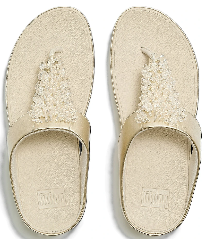 FitFlop Rumba Metallic Beaded Ornament Thong Wedge Sandals