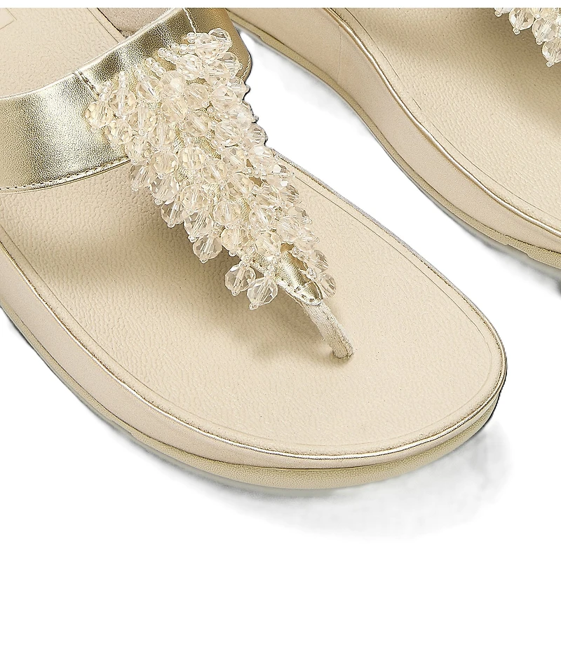 FitFlop Rumba Metallic Beaded Ornament Thong Wedge Sandals