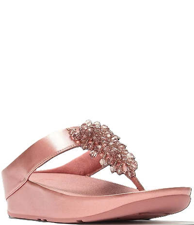 FitFlop Rumba Metallic Beaded Ornament Thong Wedge Sandals