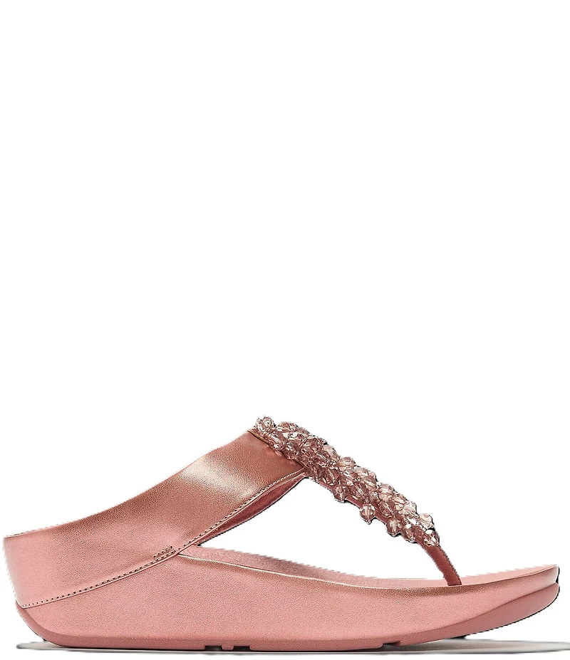 FitFlop Rumba Metallic Beaded Ornament Thong Wedge Sandals