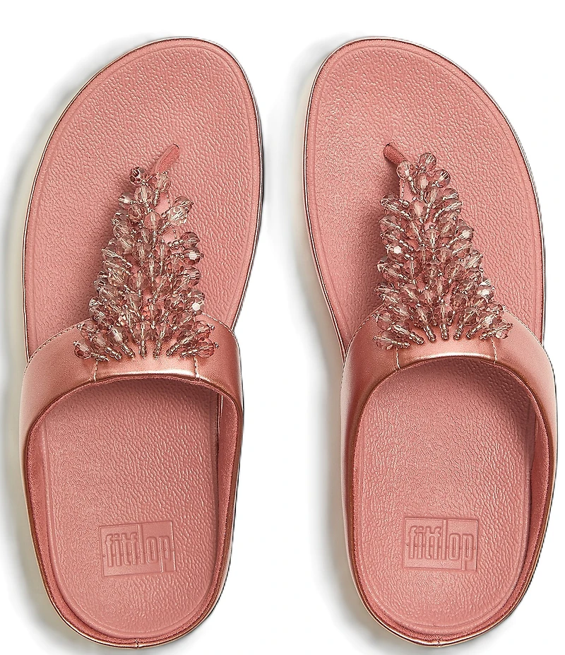 FitFlop Rumba Metallic Beaded Ornament Thong Wedge Sandals