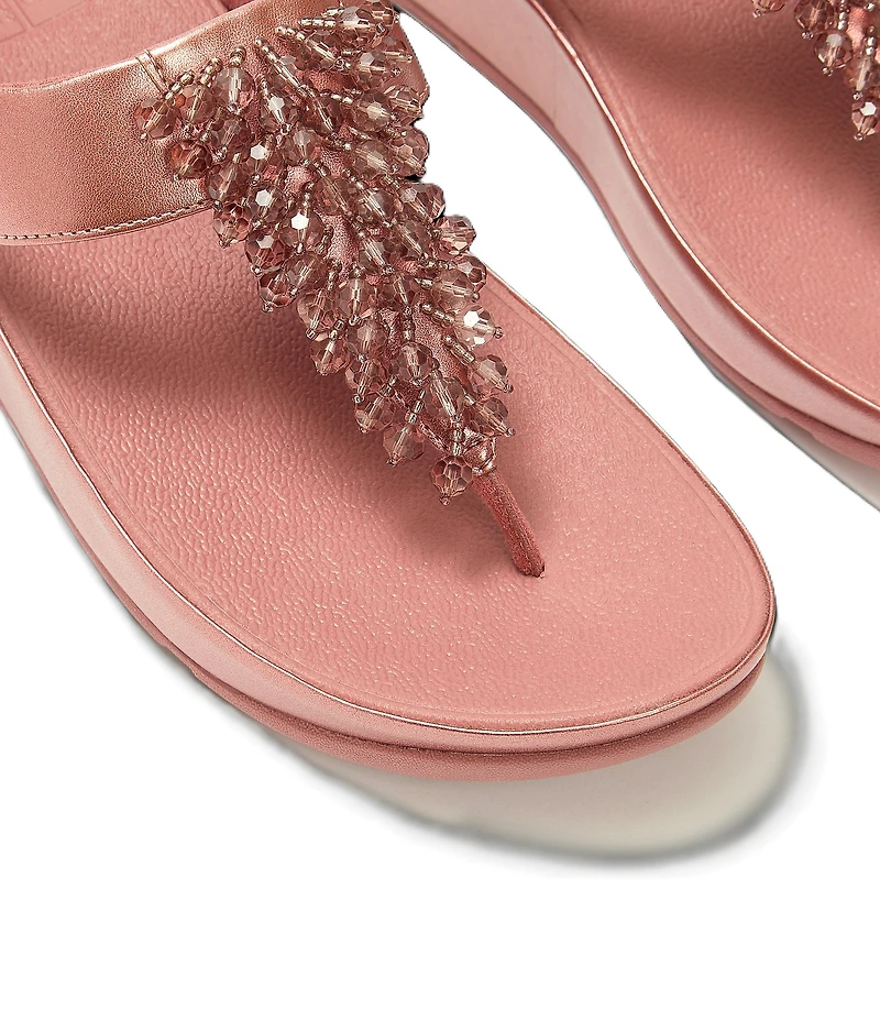 FitFlop Rumba Metallic Beaded Ornament Thong Wedge Sandals