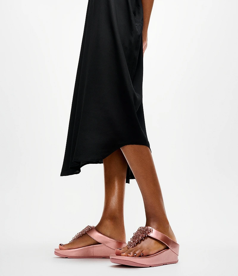 FitFlop Rumba Metallic Beaded Ornament Thong Wedge Sandals