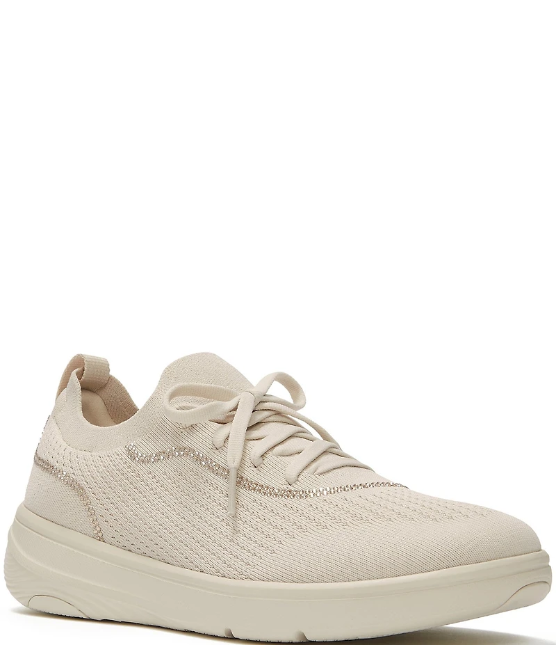 FitFlop Super-Q Crystal-Trim Knit Slip On Laced Sneakers