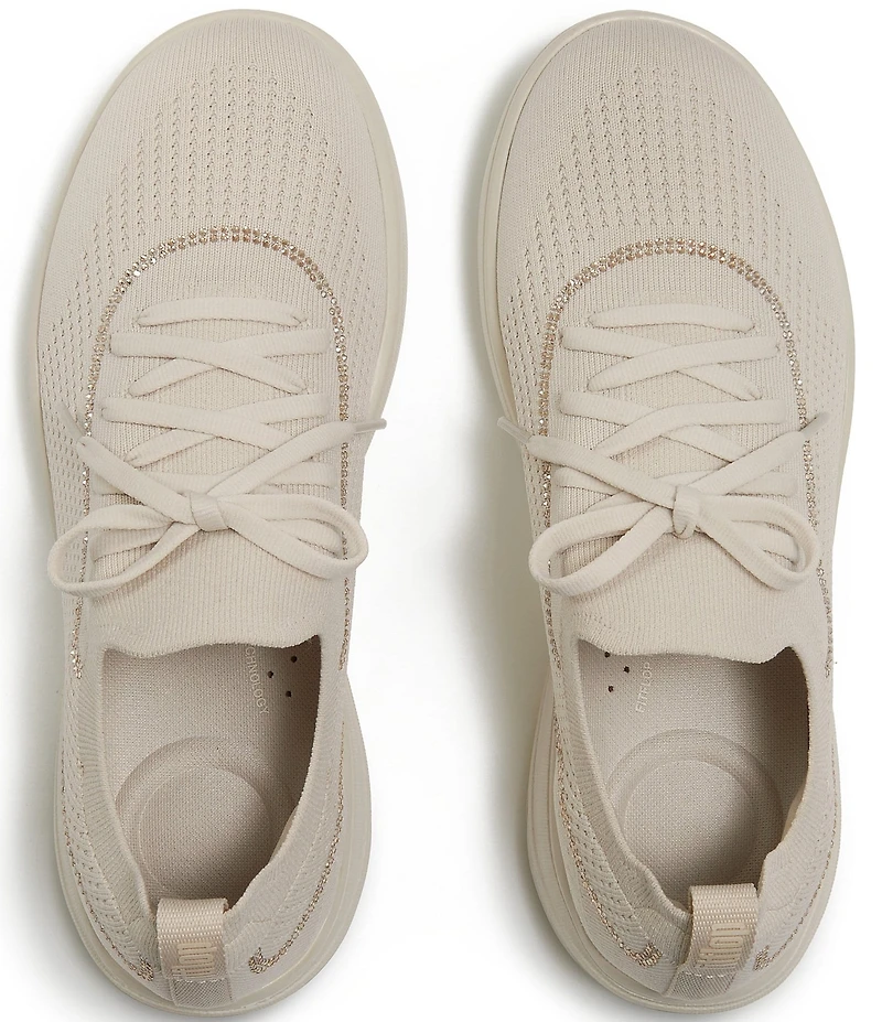 FitFlop Super-Q Crystal-Trim Knit Slip On Laced Sneakers