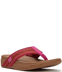 FitFlop Surfa Stripe-Webbing Toe-Post Wedge Sandals