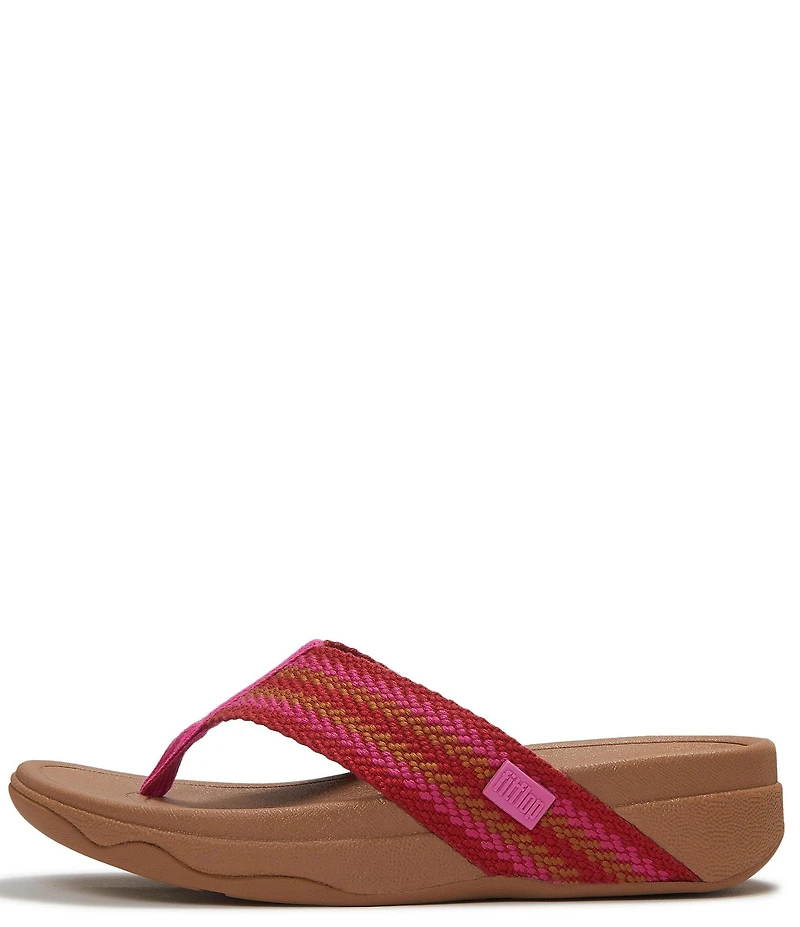 FitFlop Surfa Stripe-Webbing Toe-Post Wedge Sandals