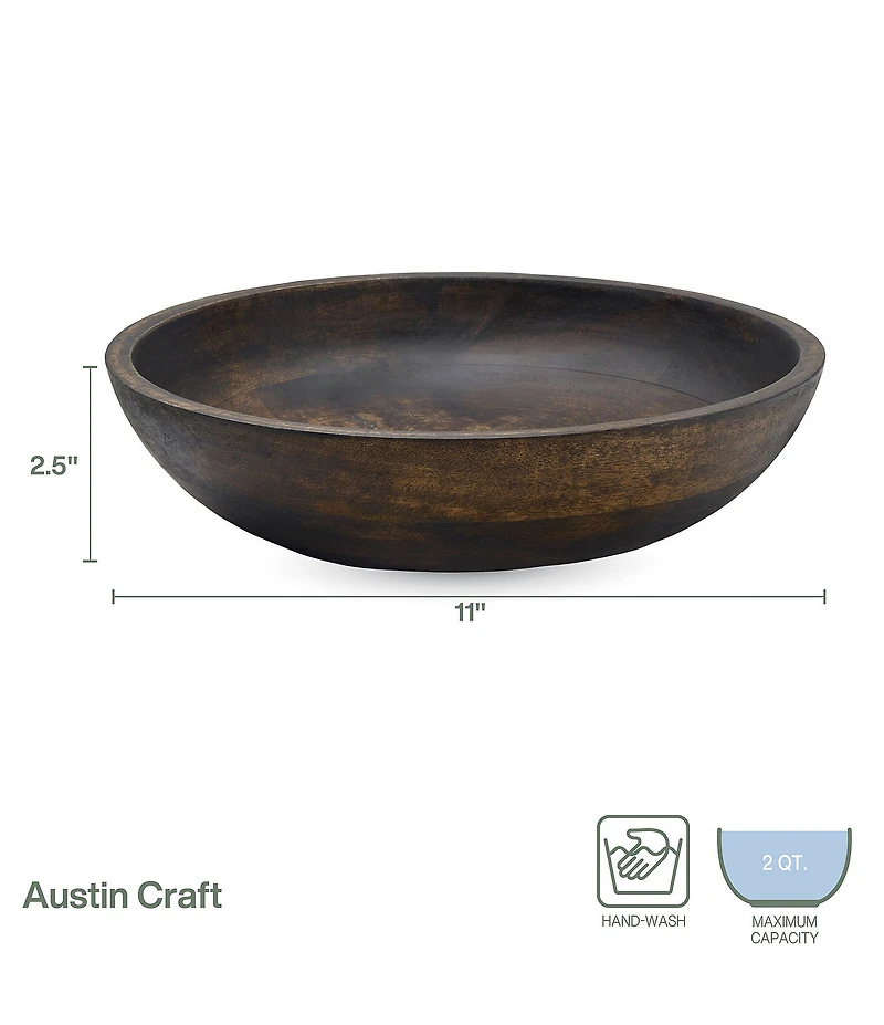 Fitz and Floyd Austin Craft Espresso Brown Large Serving Bowl