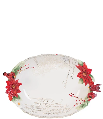 Fitz and Floyd Cardinal Christmas Centerpiece Bowl
