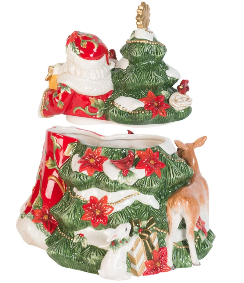 Fitz and Floyd Cardinal Christmas Collection Santa Cookie Jar