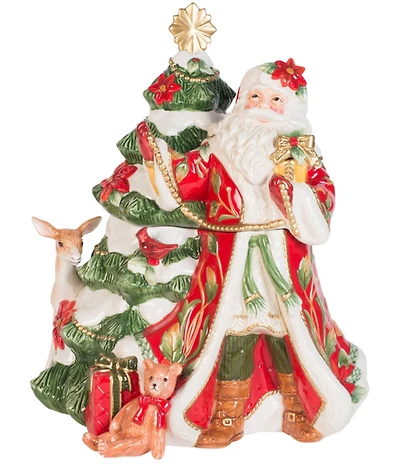 Fitz and Floyd Cardinal Christmas Collection Santa Cookie Jar
