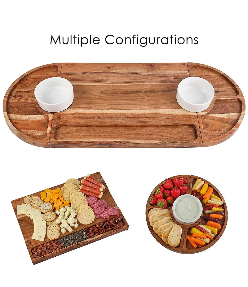 Fitz and Floyd Charcuterie 3-Part Magnetic Wood Serving Board Hostess Set