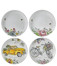 Fitz and Floyd Emis Garden Assorted Party Plates, Set of 4