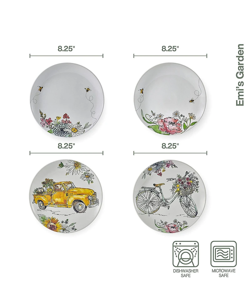 Fitz and Floyd Emis Garden Assorted Party Plates, Set of 4